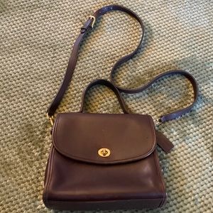 Vintage COACH Manor Bag (Style #9977) - Deep Brown Leather Crossbody Handbag